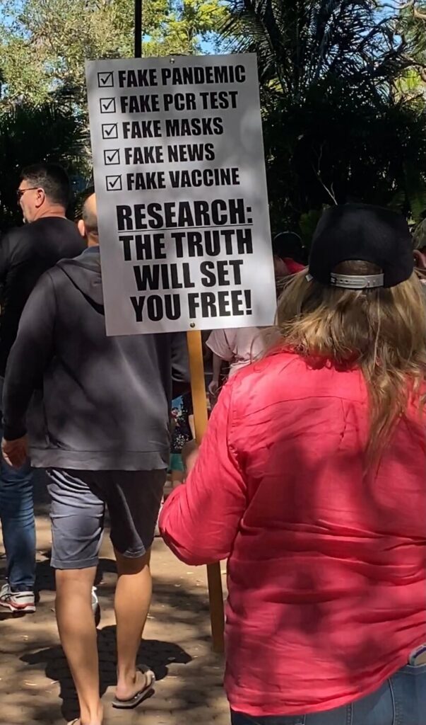 Brisbane Anti-Lockdown protest sign