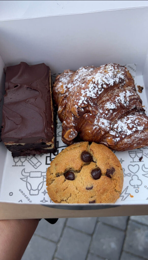 almond croissant, cookie, and brownie from Jason Bakery in Cape Town, South Africa