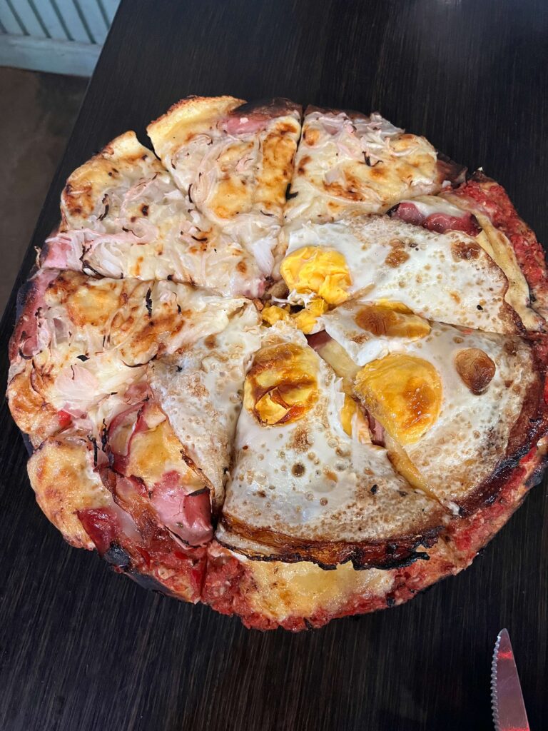 Ham and Egg Pizza from Pizzería Güerrín 