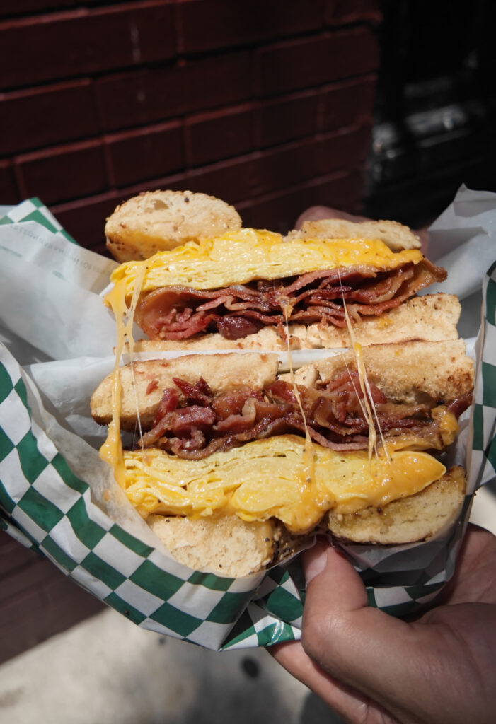 bacon, egg, and cheese sandwich from Leon's Bagels in NYC